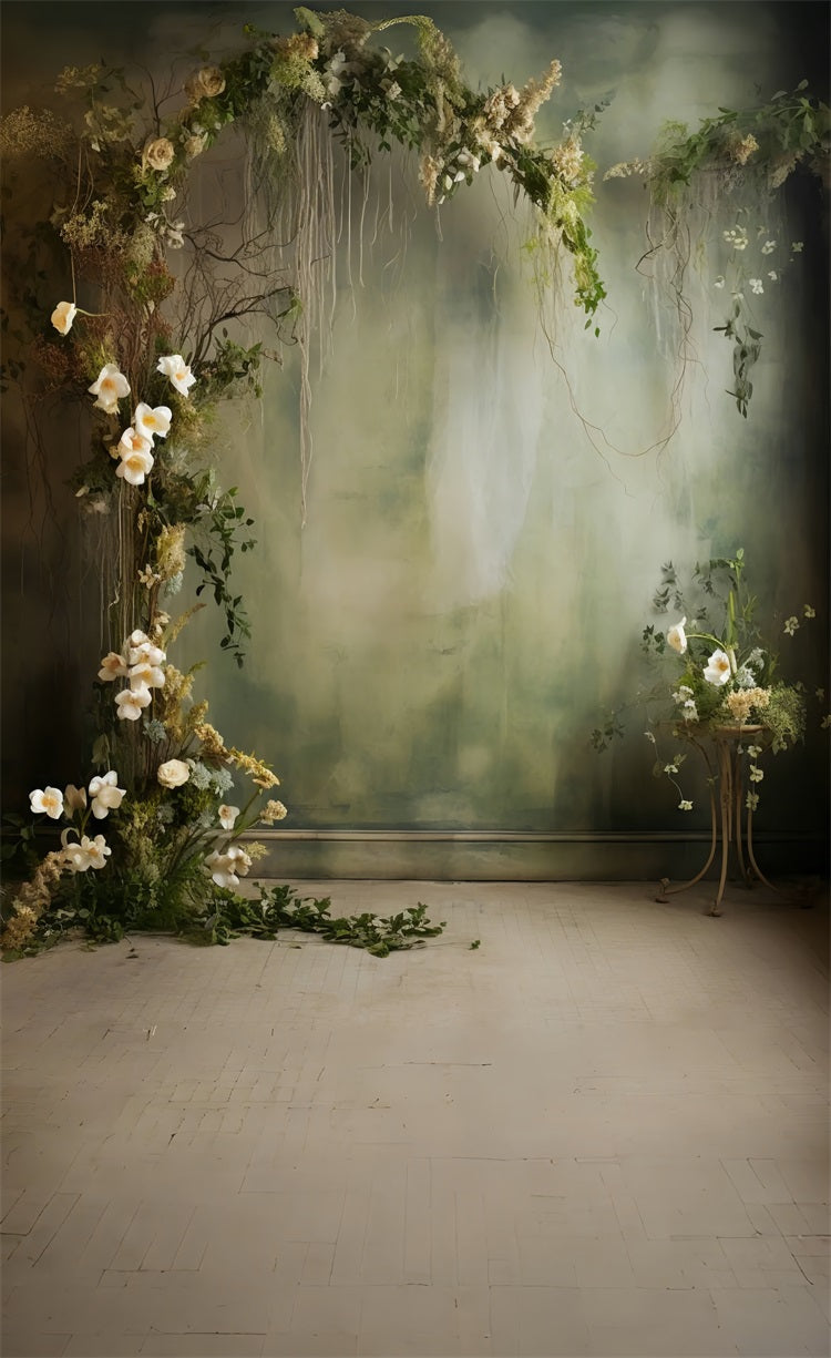Mur-à-Sol Toile de Fond Floral Vert Rétro Beaux-Arts BRP10-543
