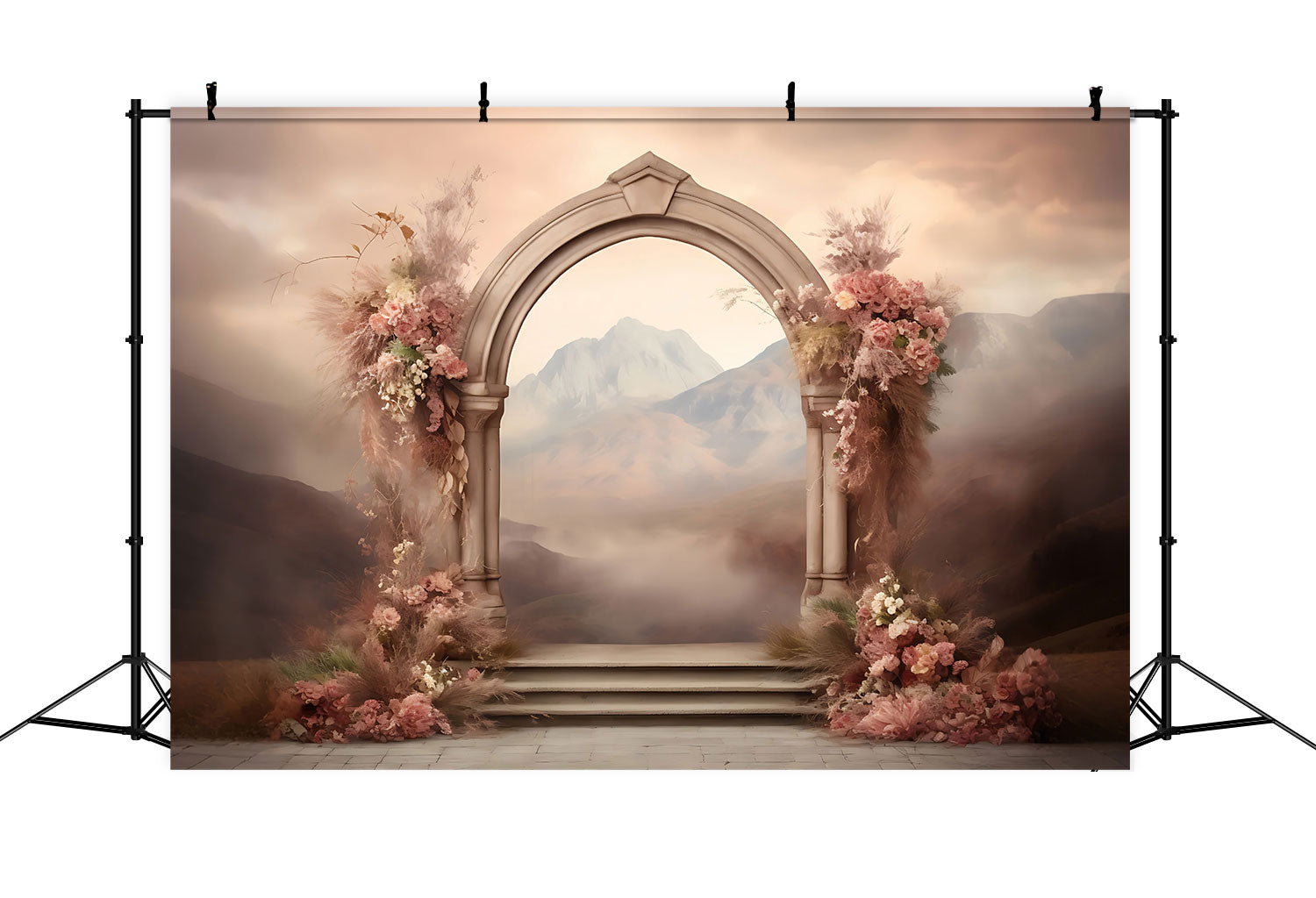 Toile De Fond Boho Photographie Arche Florale Montagne BRP10-585