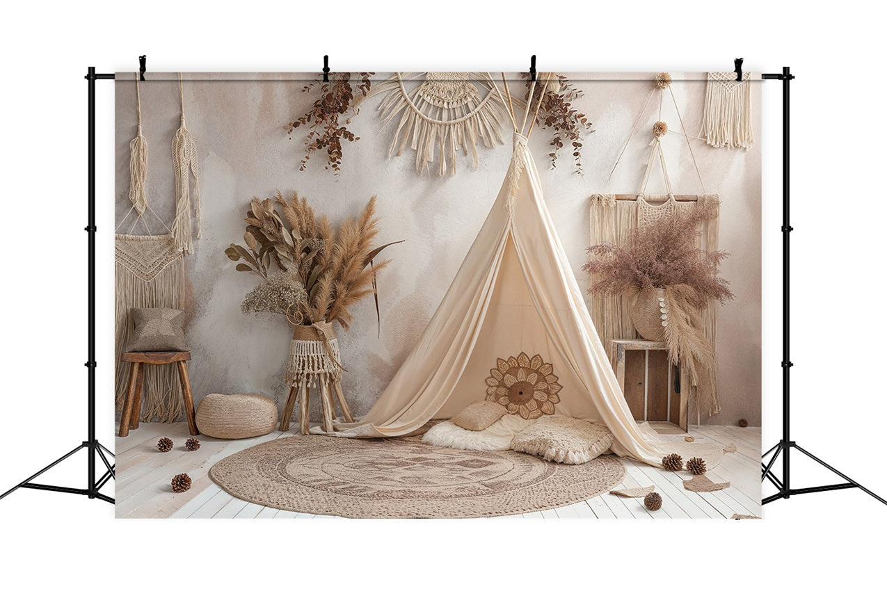 Toile De Fond Bohémien Tipi Détails Macramé BRP10-598