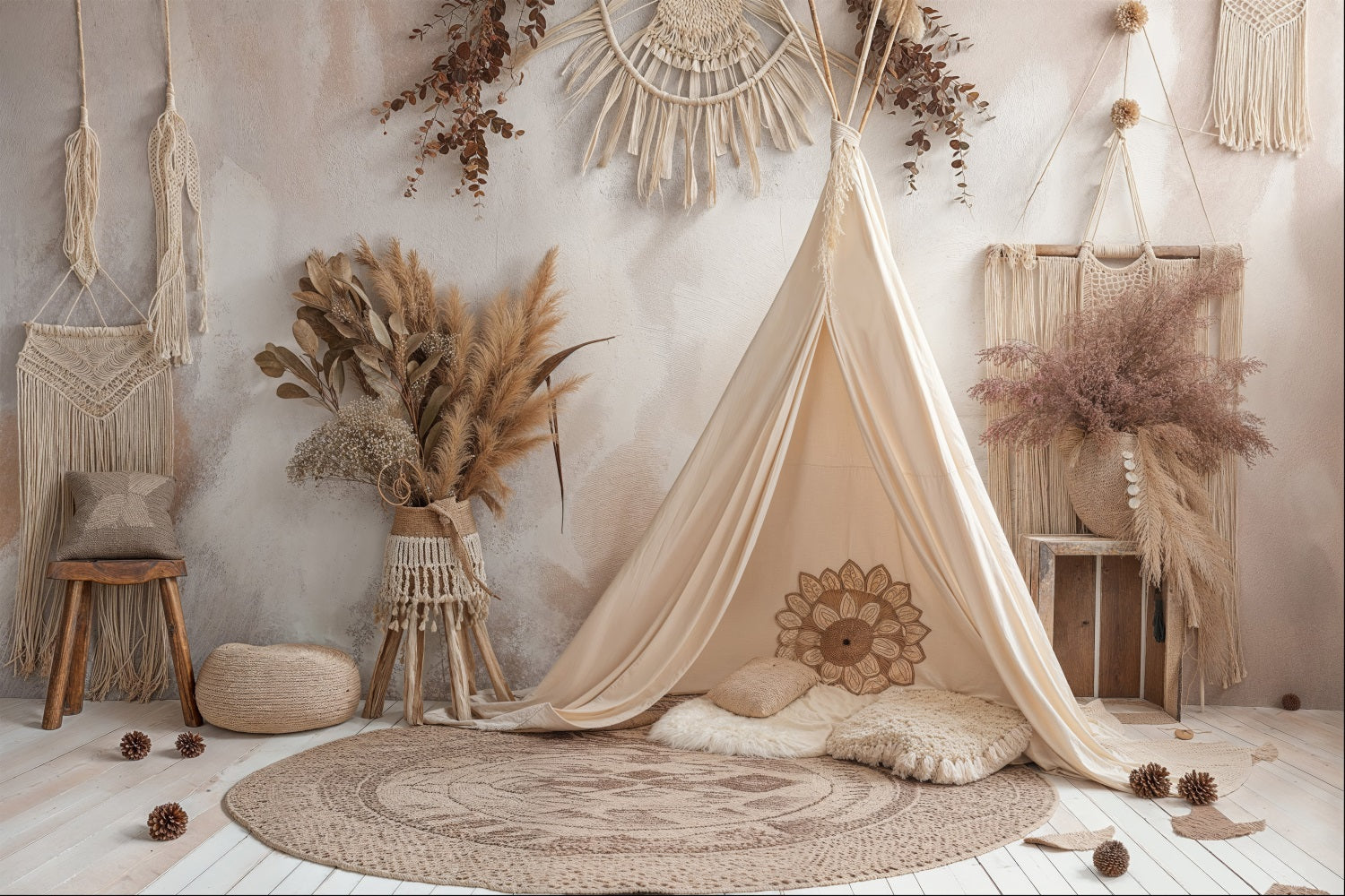 Toile De Fond Bohémien Tipi Détails Macramé BRP10-598