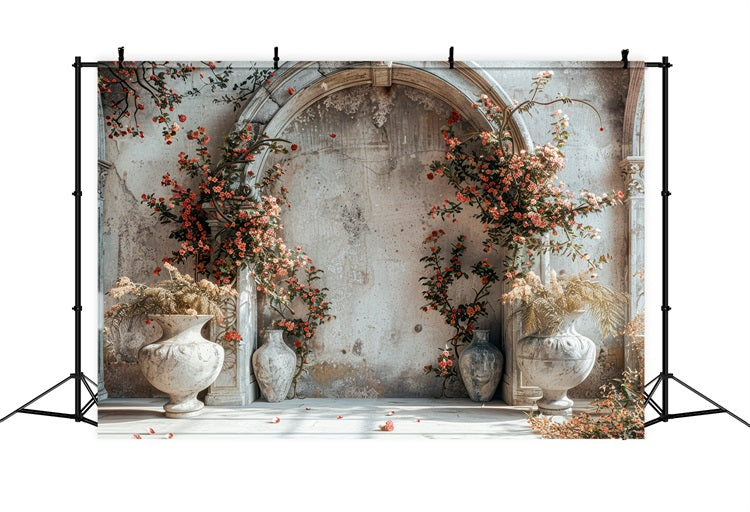 Toile de fond Arche romantique fleurs rouges Boho BRP10-60