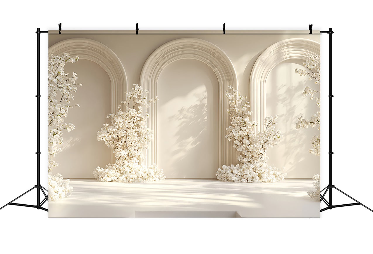 Toile De Fond Boho Photographie Arche Florale Blanche BRP10-601