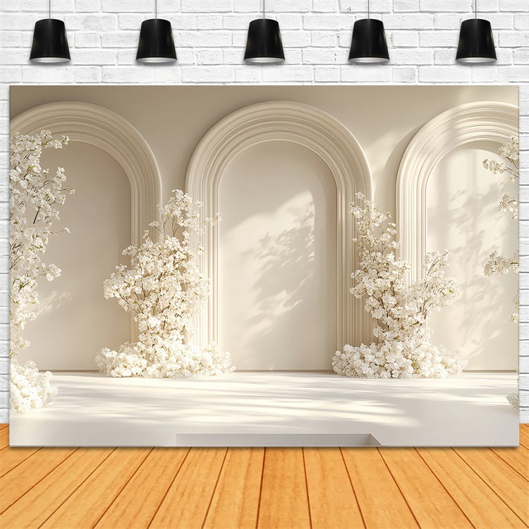 Toile De Fond Boho Photographie Arche Florale Blanche BRP10-601