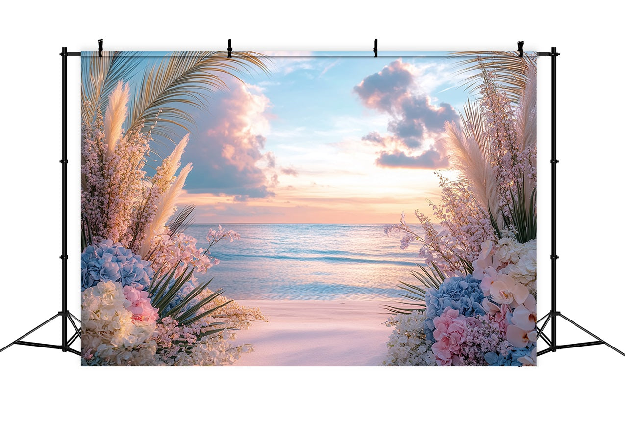 Toile de fond Plage bohème coucher de soleil fleurs BRP10-73