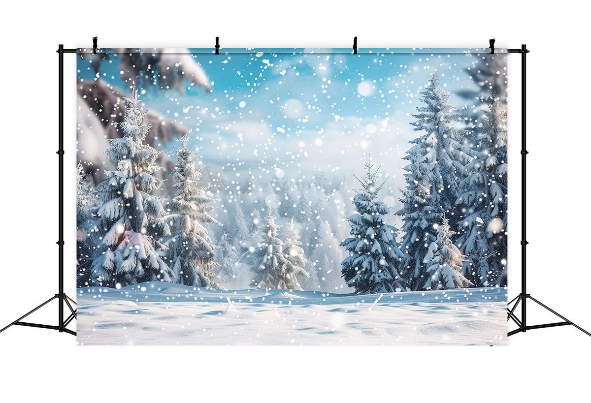 Toile de fond Paysage Flocons de Neige Hiver BRP11-11