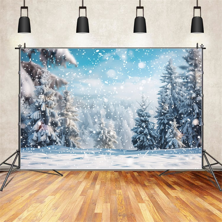 Toile de fond Paysage Flocons de Neige Hiver BRP11-11