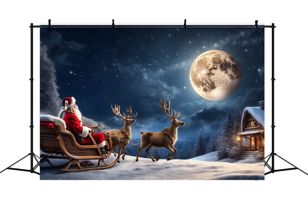 Toile de fond Traîneau Du Père Noël Au Clair De Lune BRP11-119