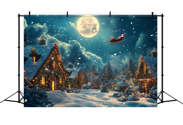 Toile de fond Village Traîneau Volant Du Père Noël BRP11-123