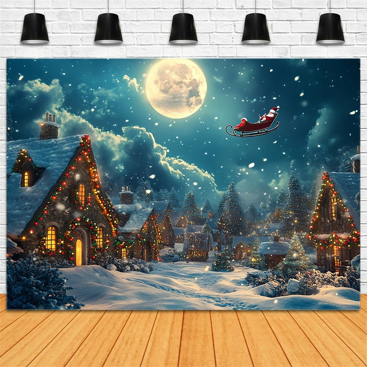 Toile de fond Village Traîneau Volant Du Père Noël BRP11-123