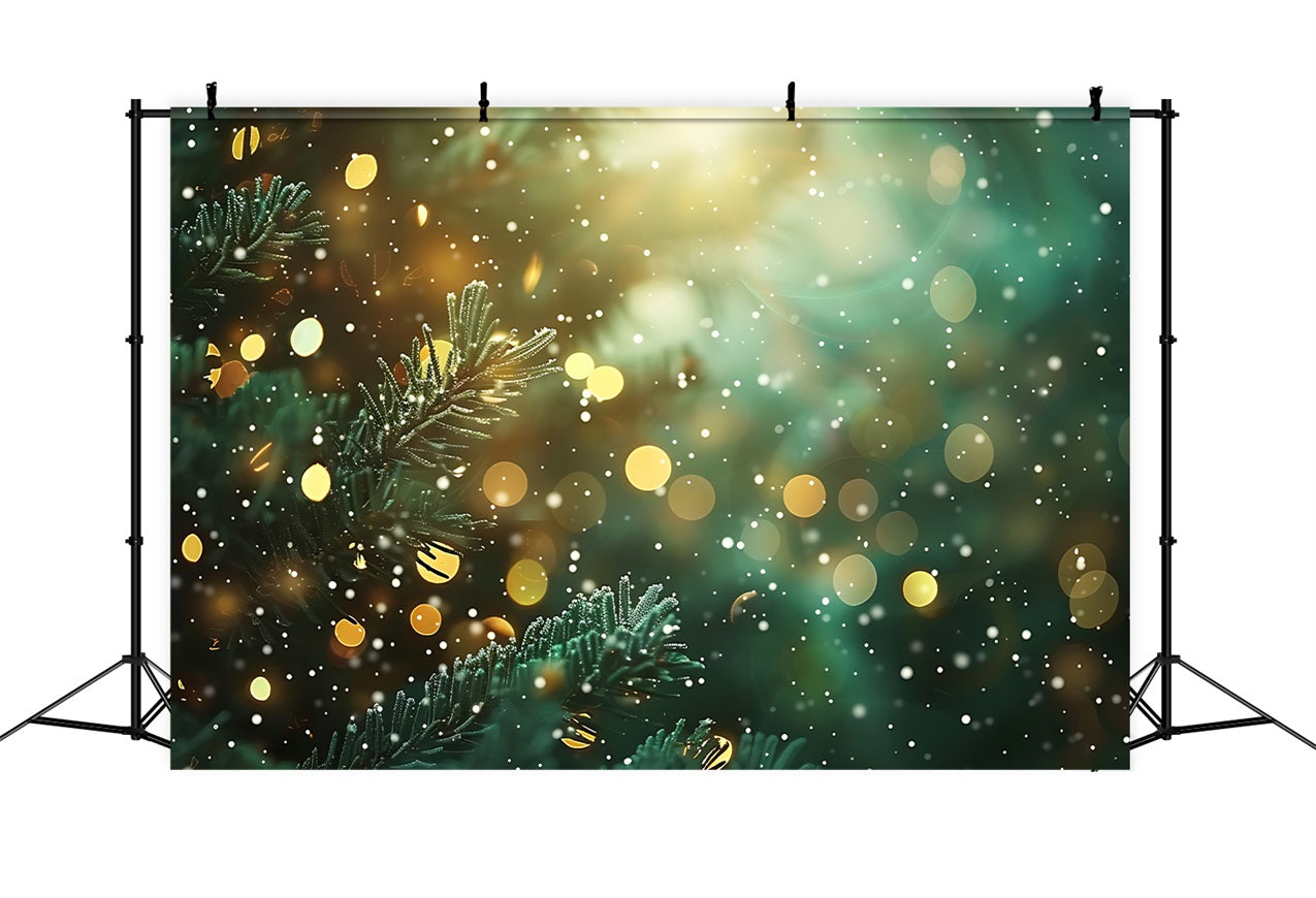 Toile de fond de Noël Brillance Verte et Dorée Bokeh BRP11-140