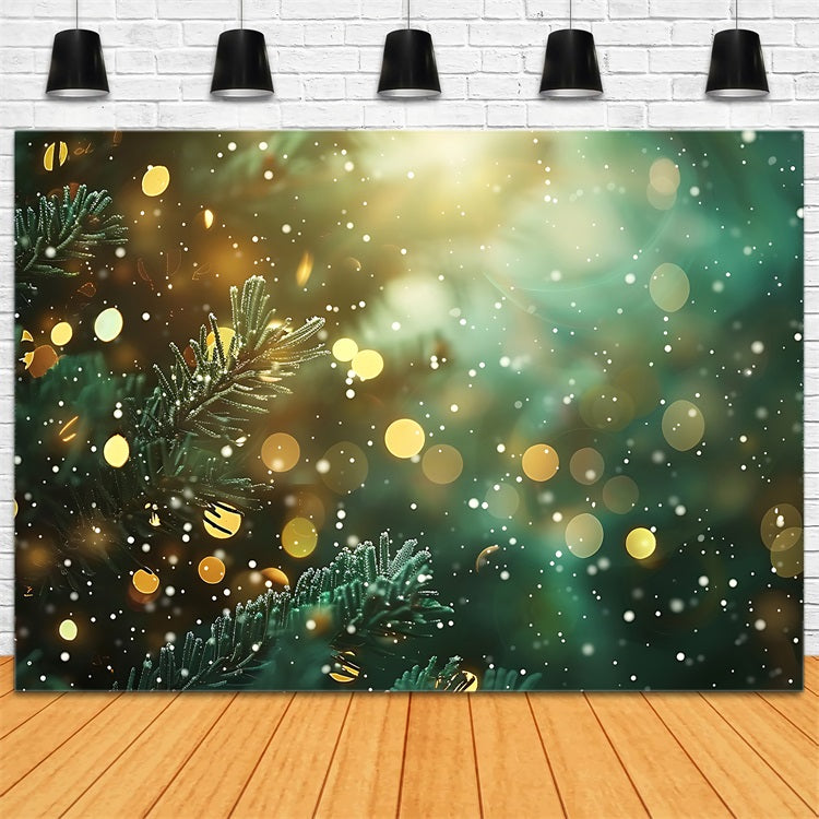 Toile de fond de Noël Brillance Verte et Dorée Bokeh BRP11-140