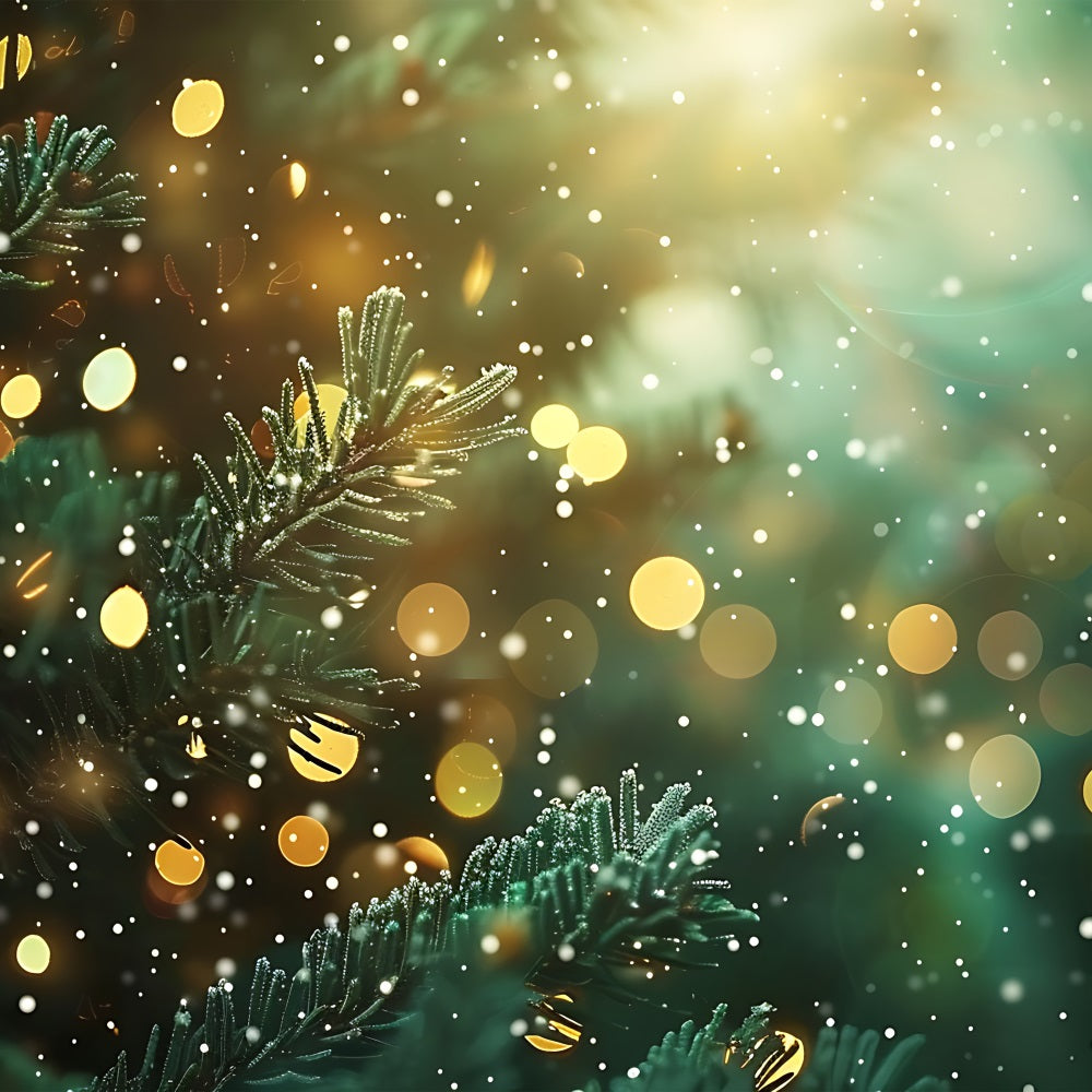 Toile de fond de Noël Brillance Verte et Dorée Bokeh BRP11-140