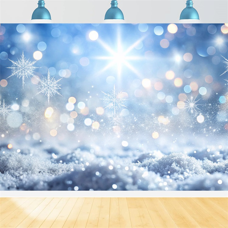 Toile de fond de Noël Bleu Givré Bokeh Flocon de Neige BRP11-147