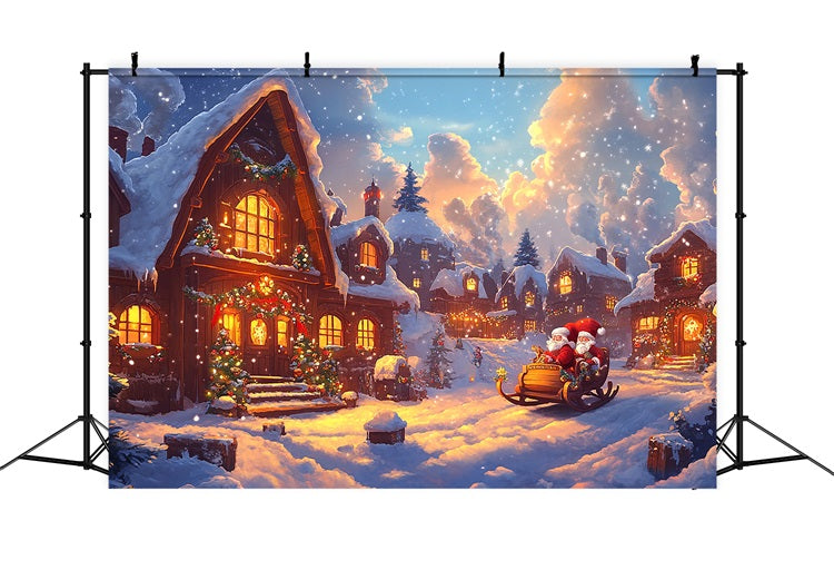 Toile de fond de Noël Traîneau du Père Noël et Lumières BRP11-159