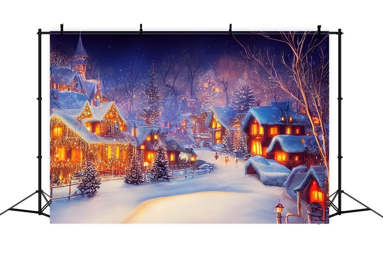 Toile de fond de Noël Village Lumières Nocturnes BRP11-160