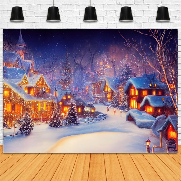 Toile de fond de Noël Village Lumières Nocturnes BRP11-160