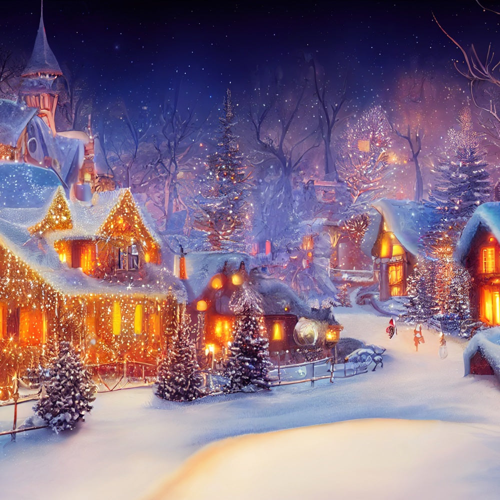 Toile de fond de Noël Village Lumières Nocturnes BRP11-160