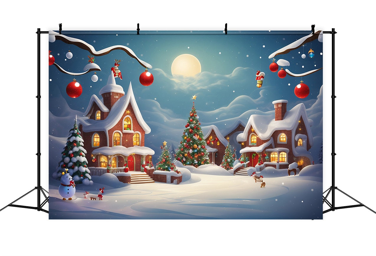 Toile de fond de Noël Chalet Nocturne Lumineux BRP11-165