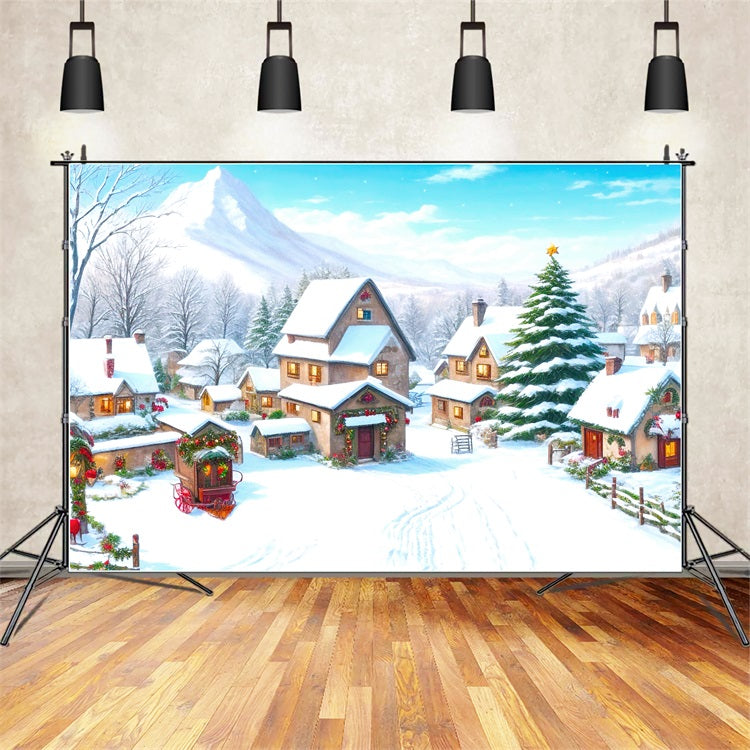 Toile de fond de Noël Vintage Montagne Enneigée BRP11-167