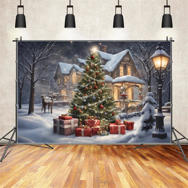 Toile de fond de Noël Cabane Conviviale BRP11-171