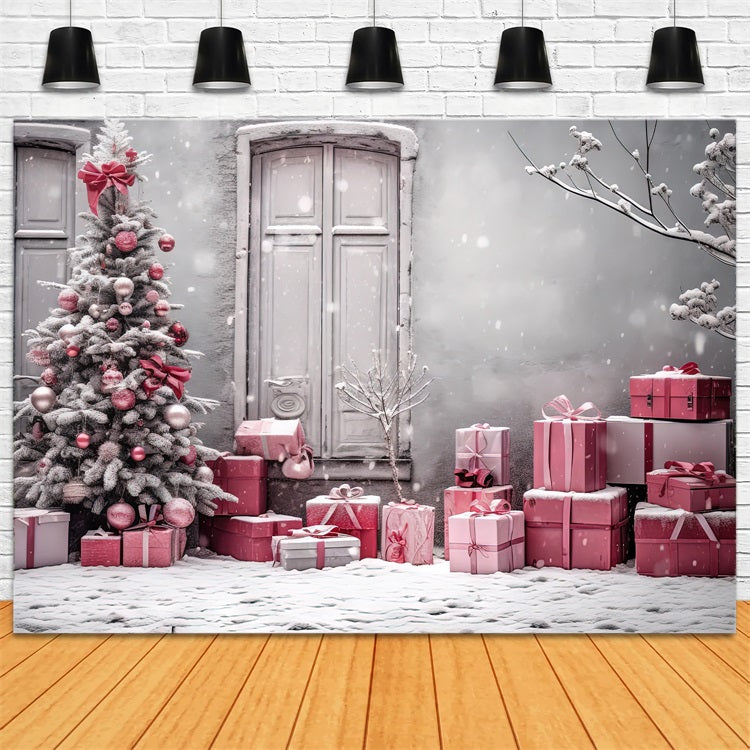 Toile de fond de Noël Scène Cadeaux Roses BRP11-174