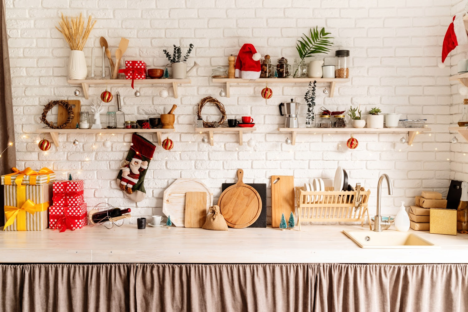 Toile de fond de Noël Décorations d'Étagères de Cuisine BRP11-184