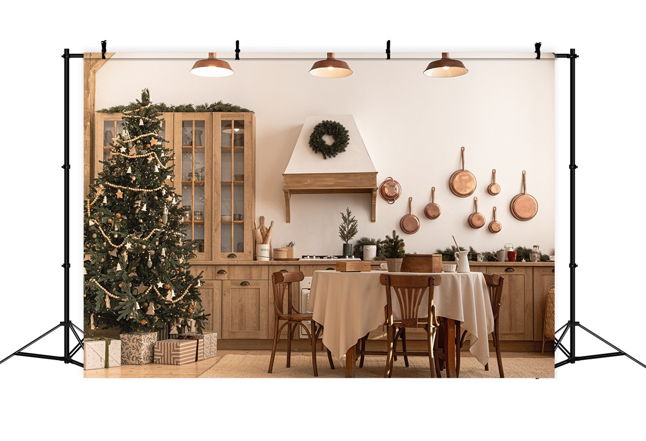 Toile de fond de Noël Cuisine Campagnarde Arbre BRP11-186