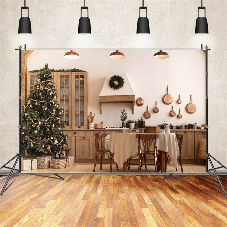 Toile de fond de Noël Cuisine Campagnarde Arbre BRP11-186