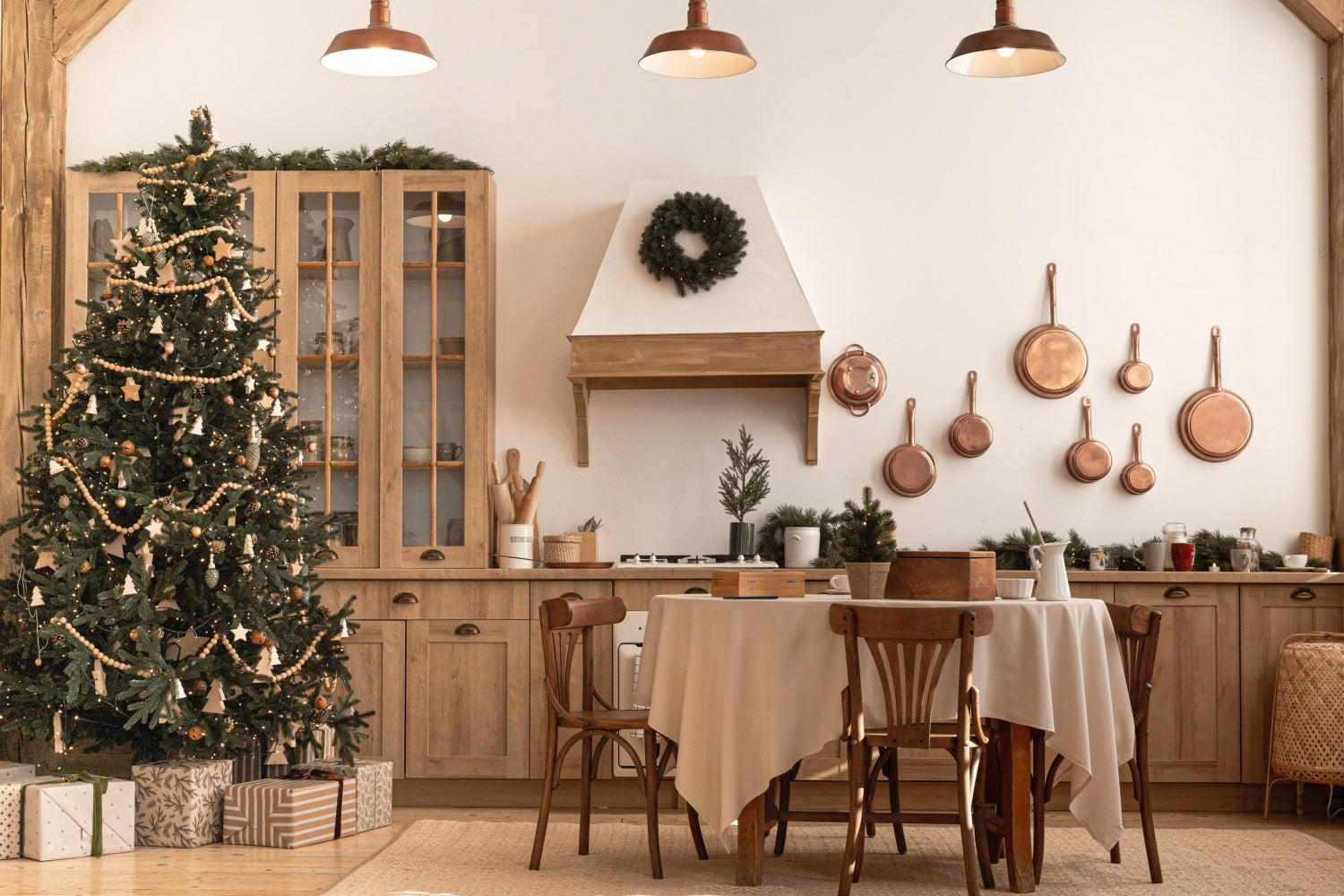 Toile de fond de Noël Cuisine Campagnarde Arbre BRP11-186