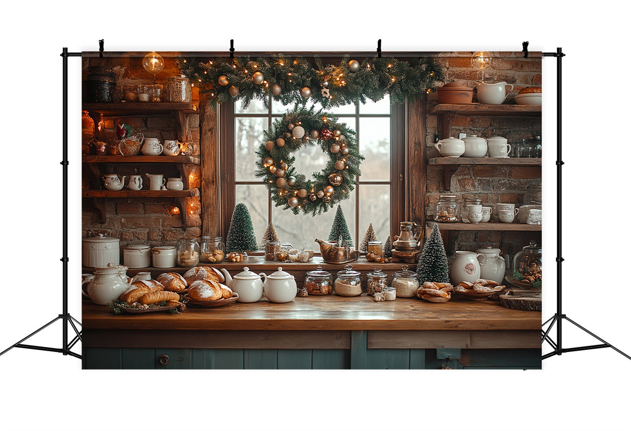 Toile de fond de Noël Idées Décoration Mur de Briques Cuisine BRP11-195