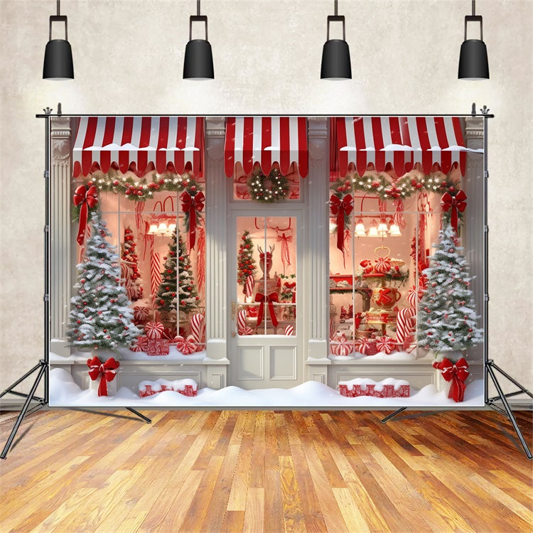 Toile de fond de Noël Arbre Boutique de Bonbons Fenêtre BRP11-202