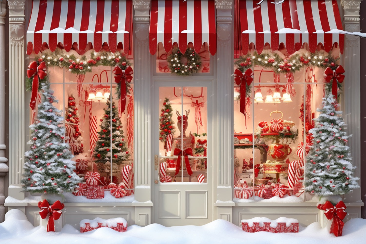 Toile de fond de Noël Arbre Boutique de Bonbons Fenêtre BRP11-202