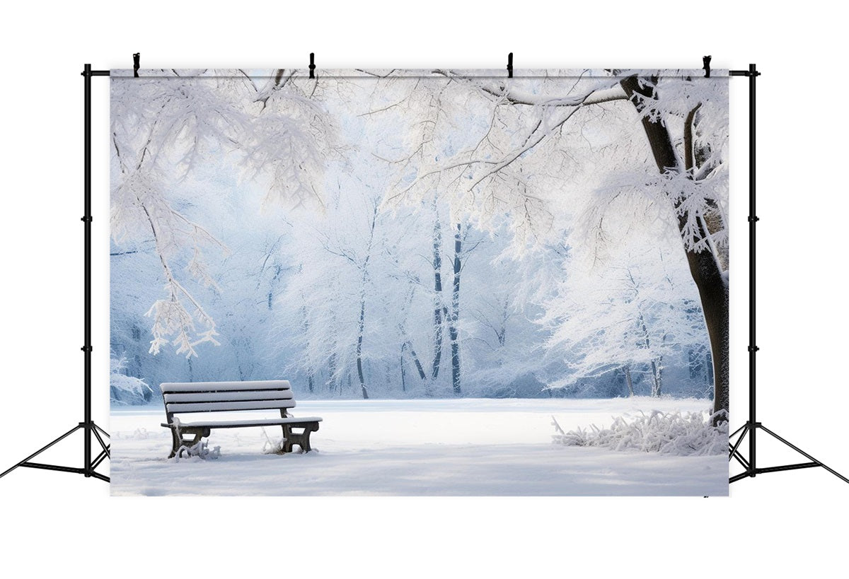 Toile de fond Hiver Banc Parc Enneigé Sérénité BRP11-22