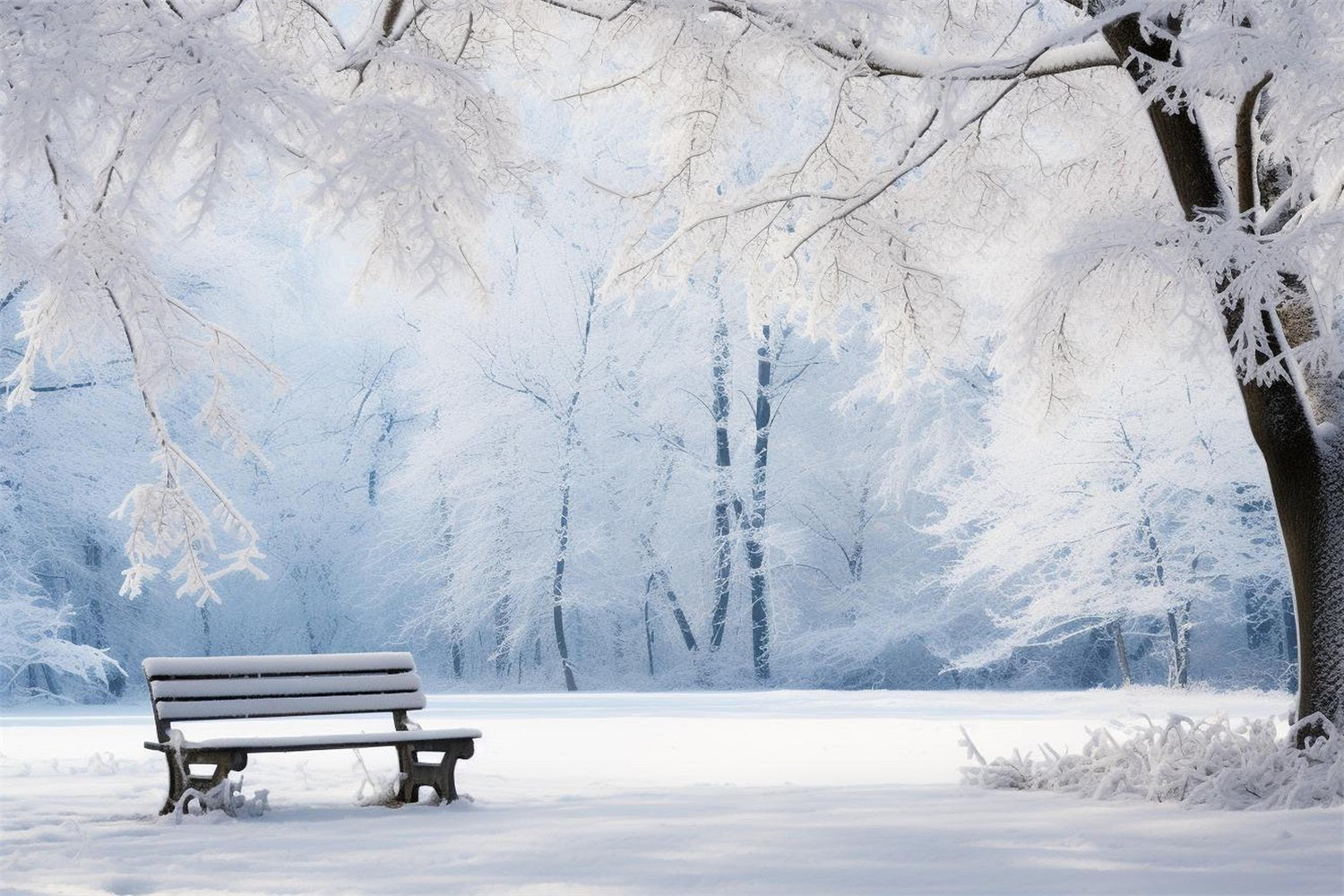 Toile de fond Hiver Banc Parc Enneigé Sérénité BRP11-22