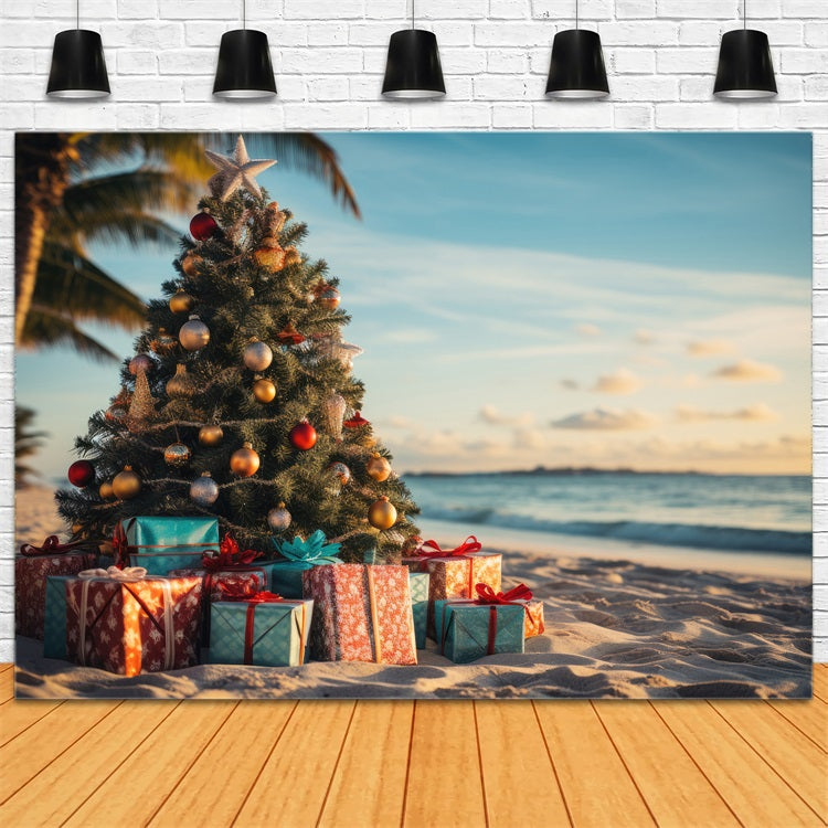 Toile de fond de Noël Arbre Plage Décor BRP11-228
