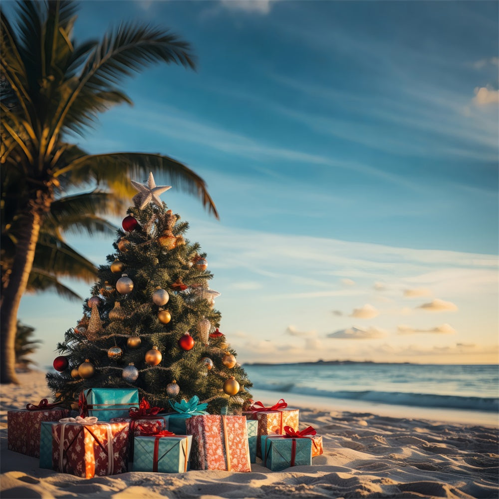 Toile de fond de Noël Arbre Plage Décor BRP11-228