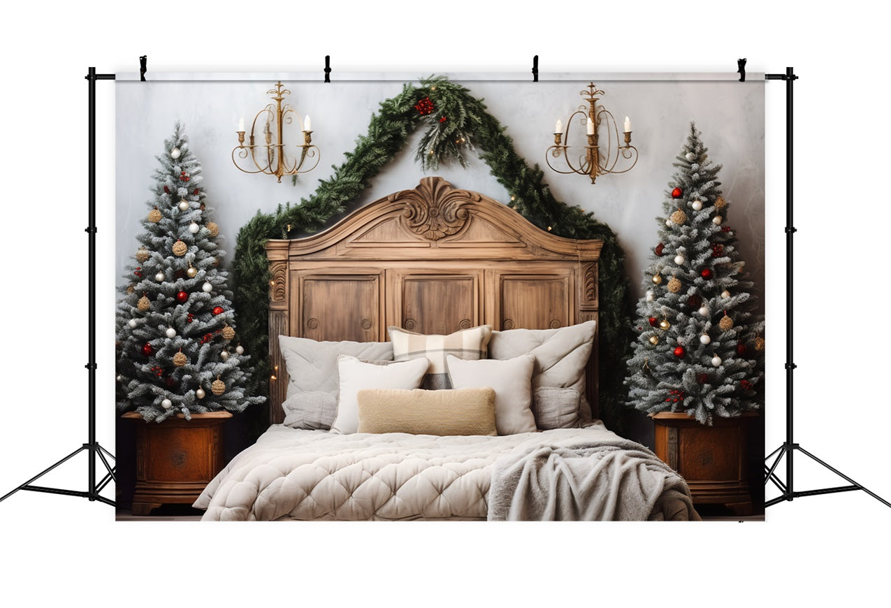 Toile de fond de Noël Chambre Tête de Lit Pins Givrés BRP11-249