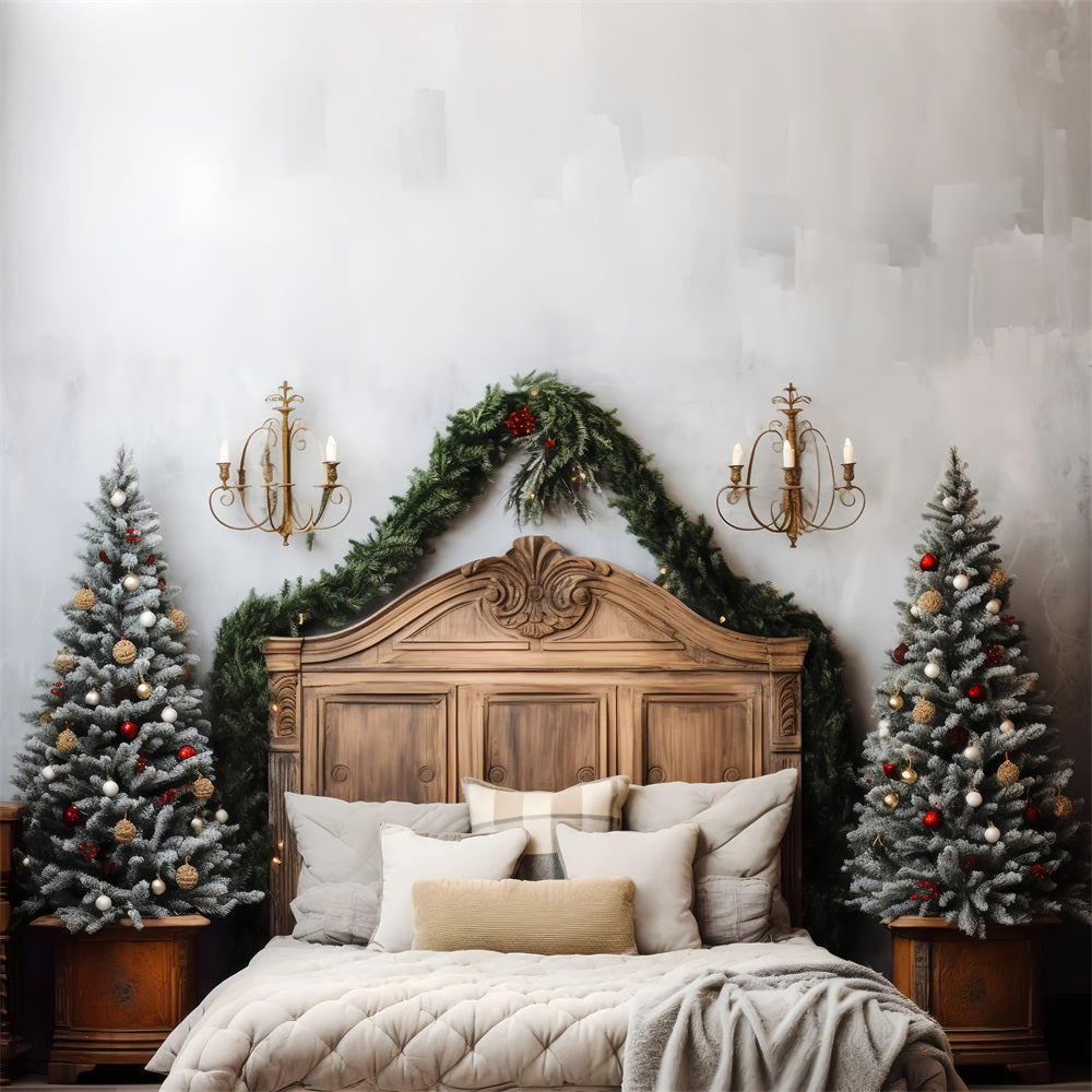 Toile de fond de Noël Chambre Tête de Lit Pins Givrés BRP11-249