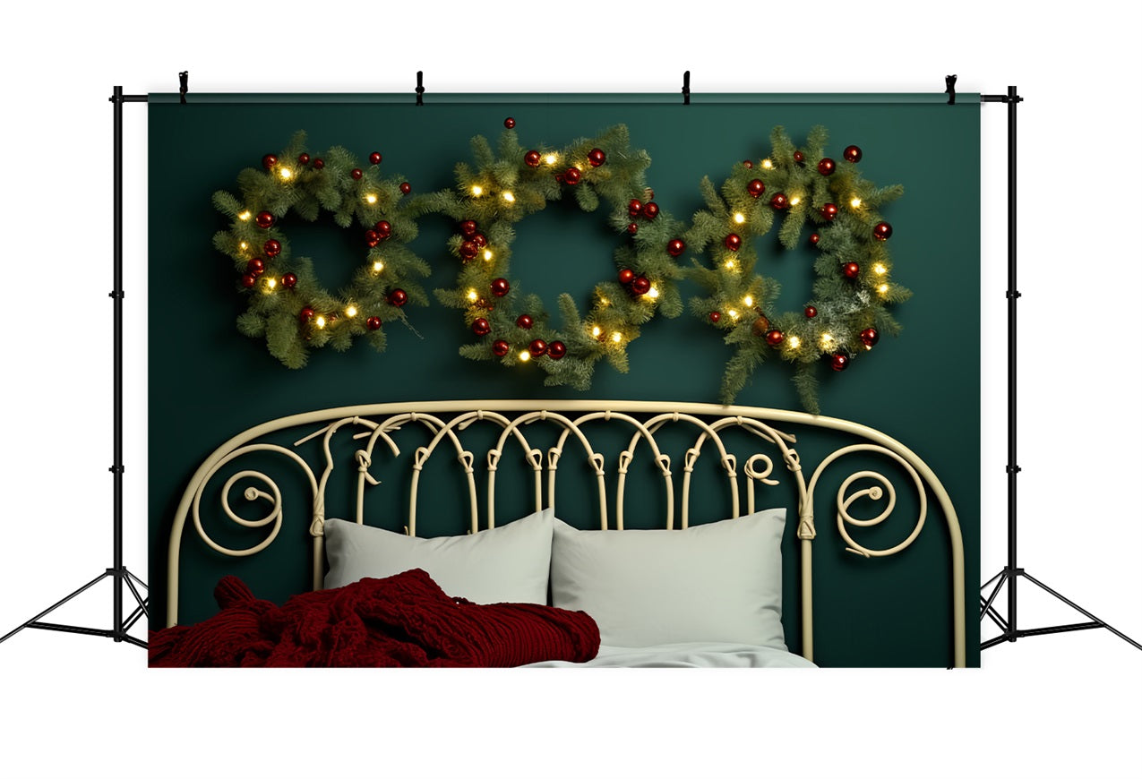 Toile de fond de Noël Chambre Tête de Lit Minimaliste Couronne BRP11-251