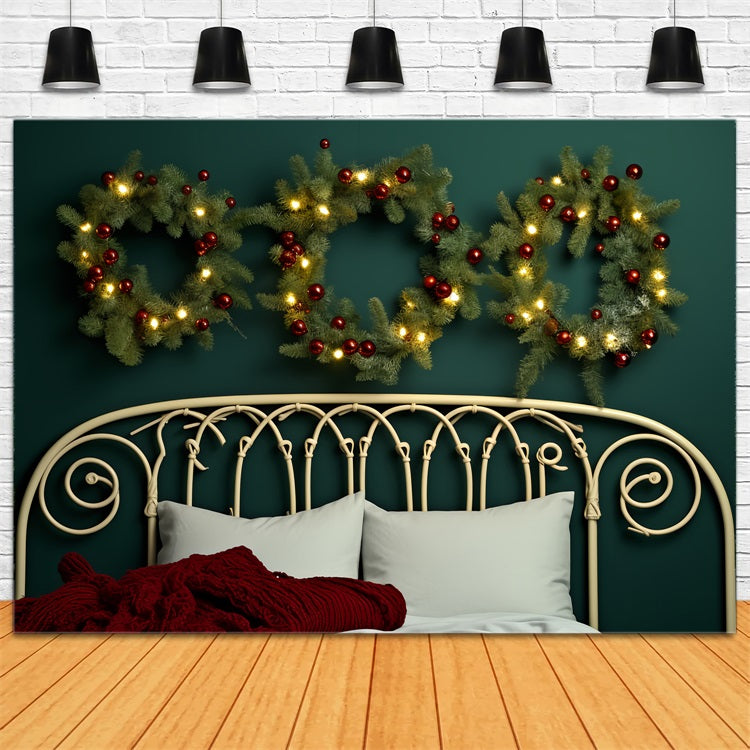 Toile de fond de Noël Chambre Tête de Lit Minimaliste Couronne BRP11-251
