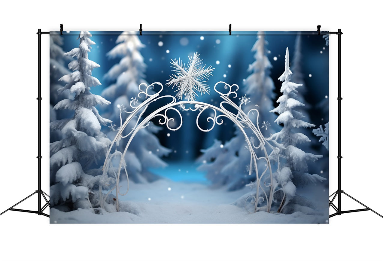 Toile de fond Hiver Forêt Arches étincelantes de Flocons de Neige BRP11-261