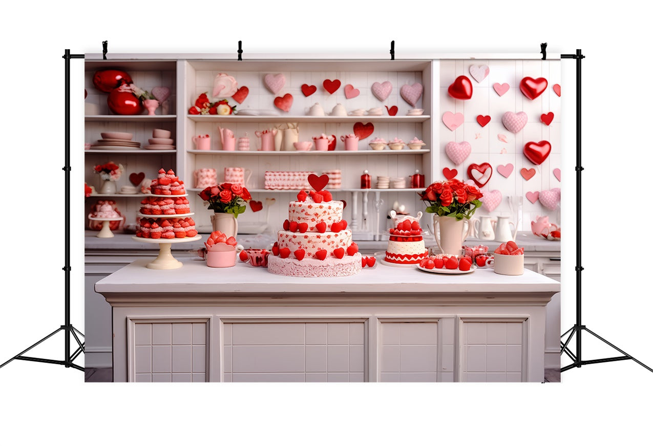 Toile de Fond Saint-Valentin Cuisine Roses Gâteaux BRP11-277