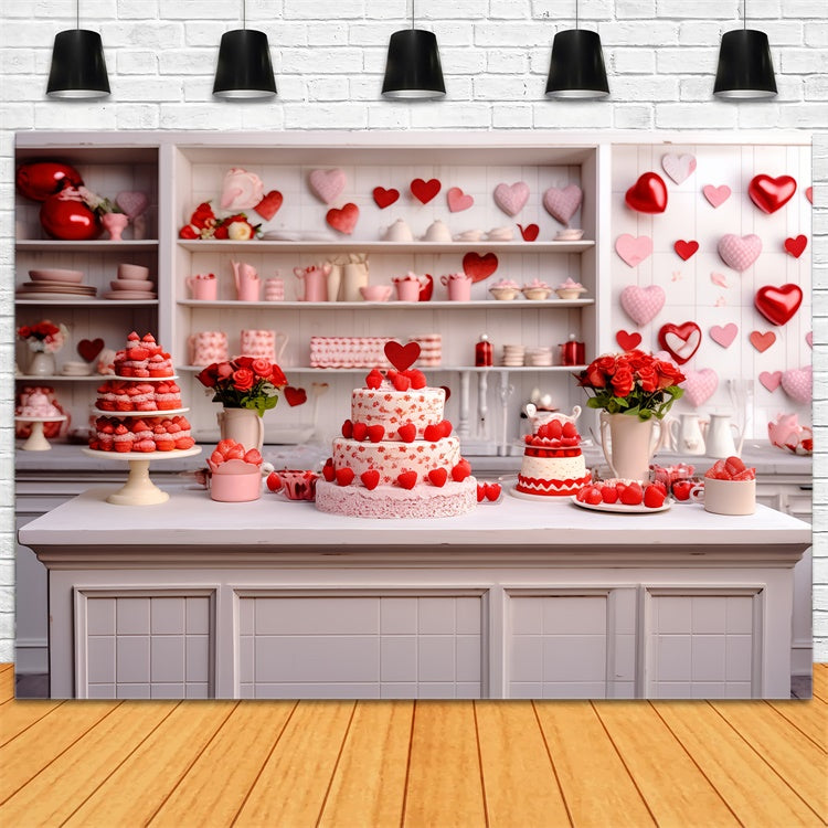 Toile de Fond Saint-Valentin Cuisine Roses Gâteaux BRP11-277