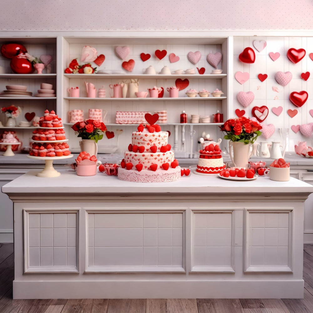 Toile de Fond Saint-Valentin Cuisine Roses Gâteaux BRP11-277