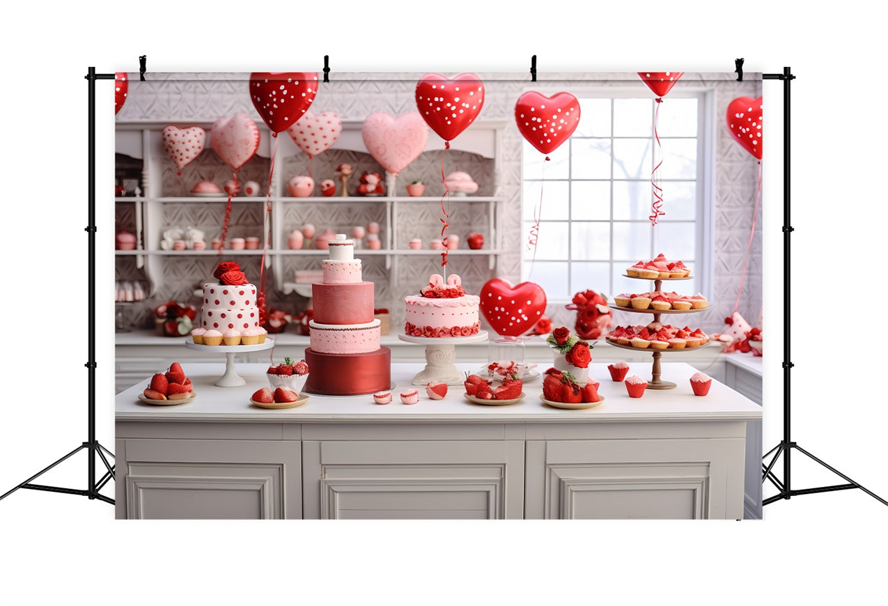 Toile de Fond Saint-Valentin Cuisine Romantique Gâteaux Ballons BRP11-278