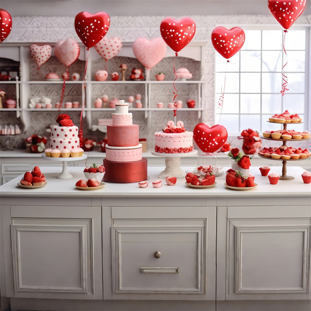 Toile de Fond Saint-Valentin Cuisine Romantique Gâteaux Ballons BRP11-278