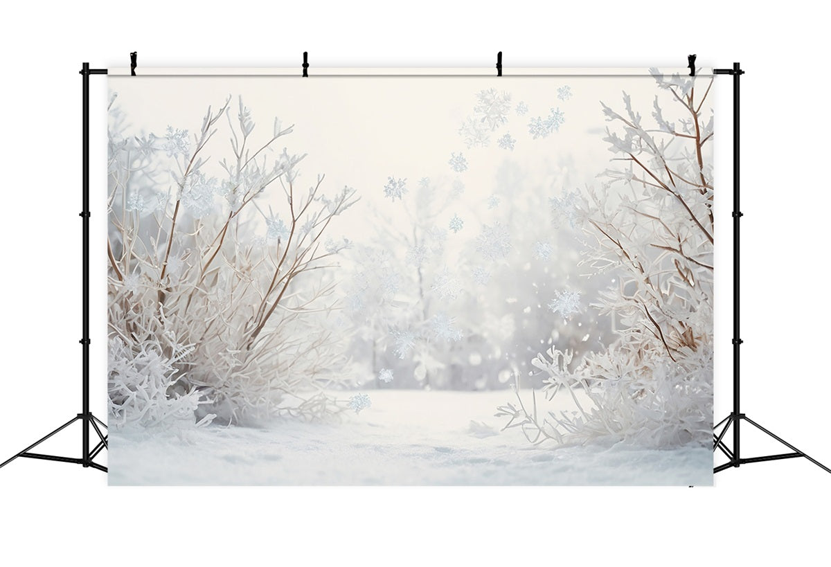 Toile de fond Hiver Scène Prairie Enneigée Branches BRP11-30