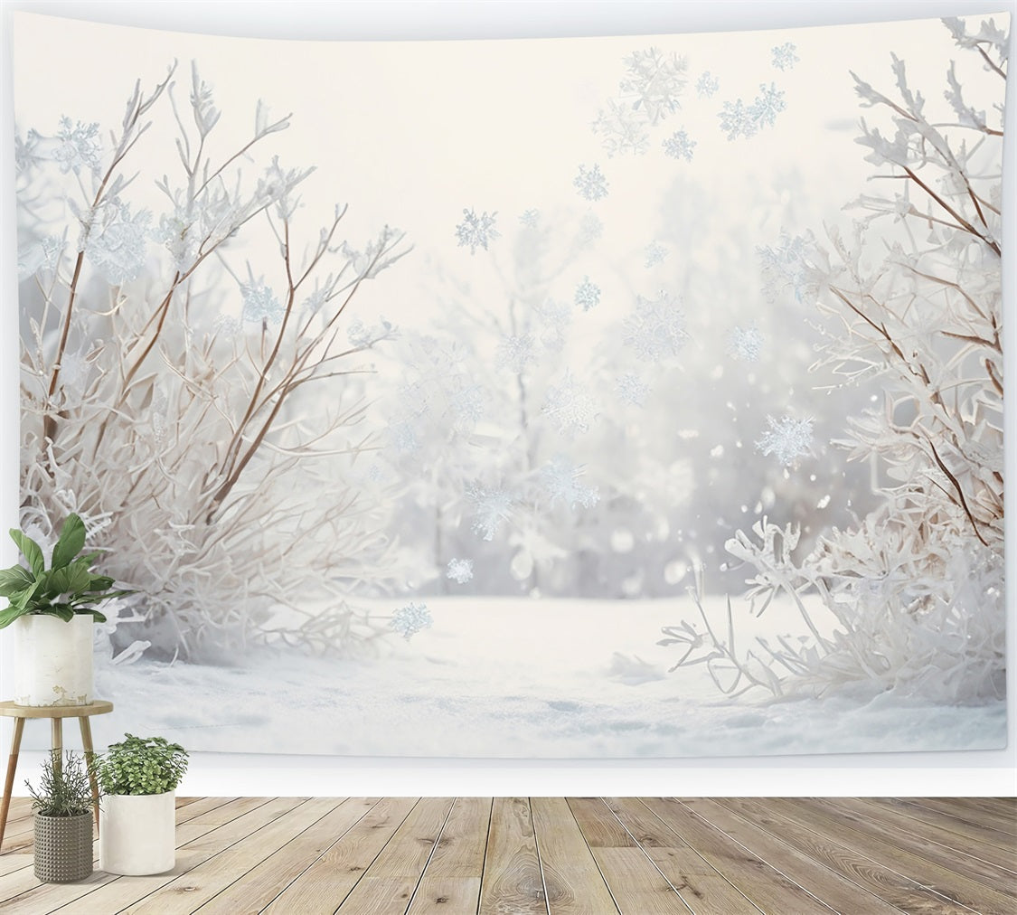 Toile de fond Hiver Scène Prairie Enneigée Branches BRP11-30