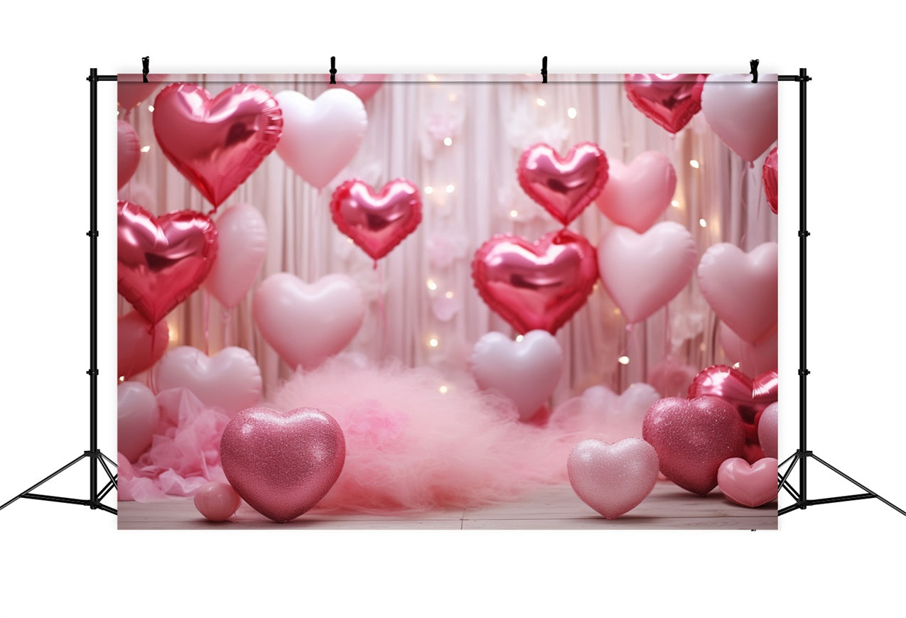 Toile de Fond Saint-Valentin Ballons Paillettes Cœurs BRP11-301