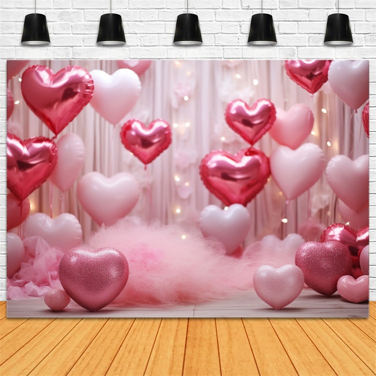 Toile de Fond Saint-Valentin Ballons Paillettes Cœurs BRP11-301